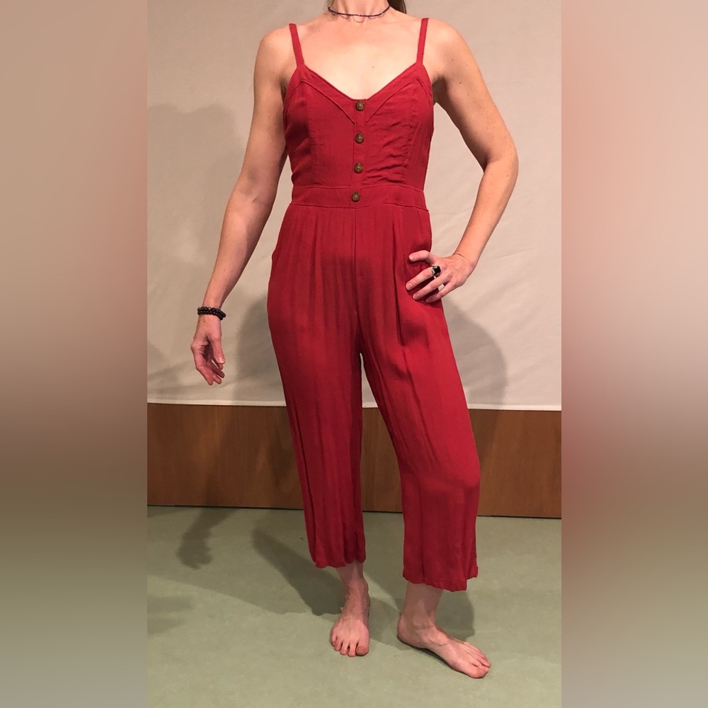 Abercrombie red jumpsuit size small